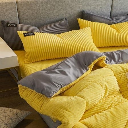 Plush Corduroy Velvet Winter Bedding Set