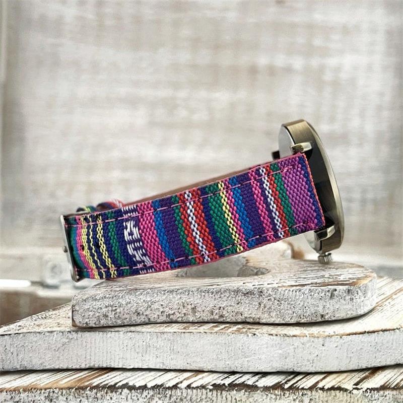 Rainbow Pattern Watch with Braided Strap