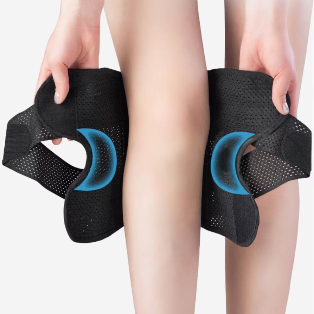 Knee Pads with Compression Springs & Tension Strap for Stability & Pain Relief