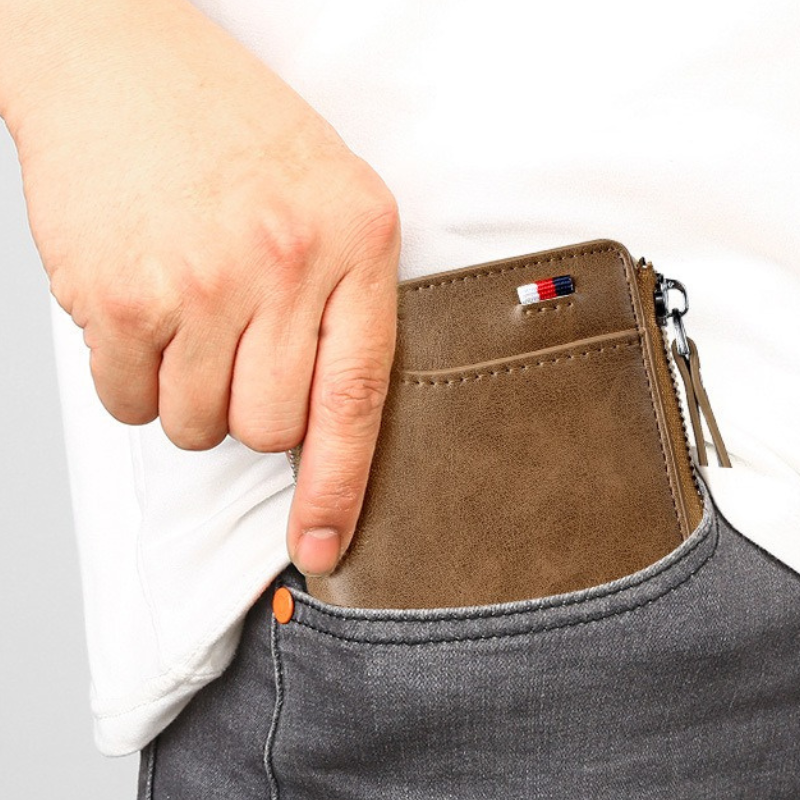 Men's Genuine Leather RFID Blocking Anti-Theft Wallet