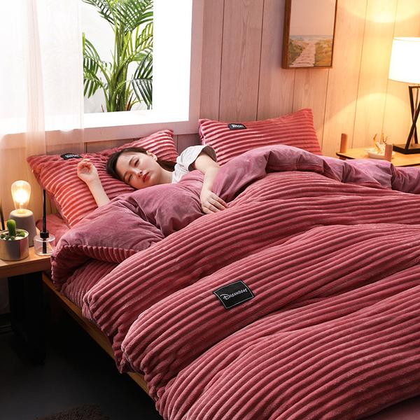 Plush Corduroy Velvet Winter Bedding Set