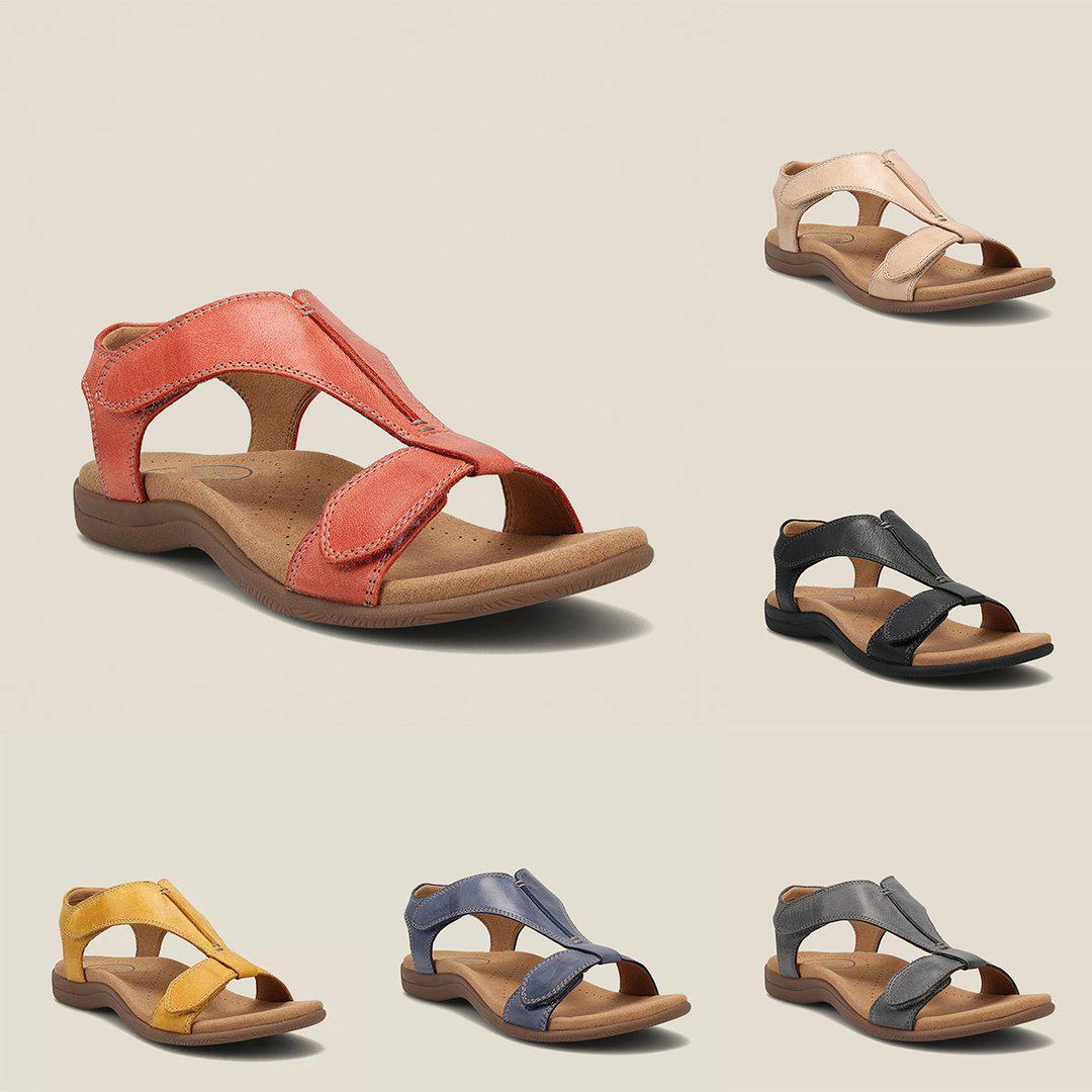 Orthopedic Leather T-Strap Sandals with EVA Sole