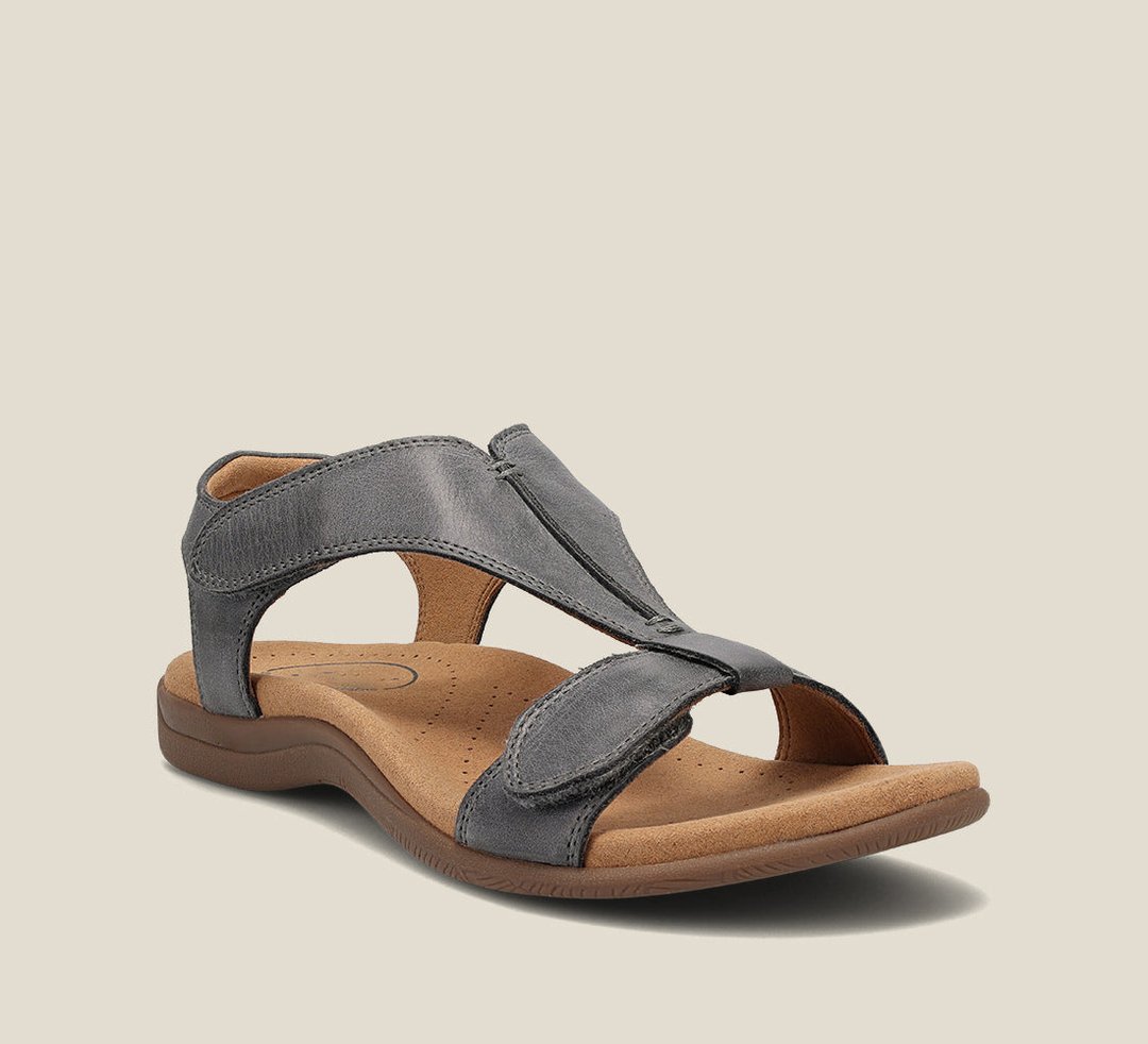 Orthopedic Leather T-Strap Sandals with EVA Sole
