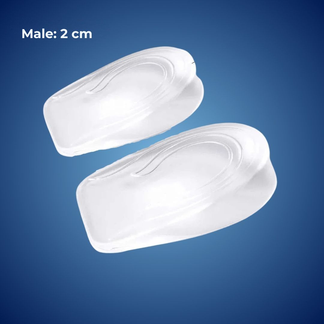 Silicone Gel Heel Lift Inserts for Height & Pain Relief - Plantar Fasciitis Aid