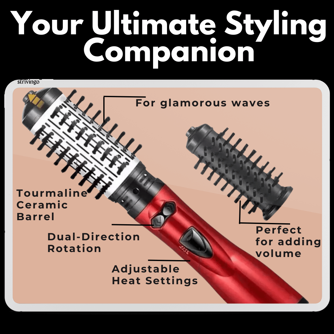 3-in-1 Rotating Hair Dryer & Styler with Temperature Control for Easy Waves