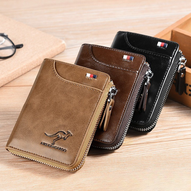 Men's Genuine Leather RFID Blocking Anti-Theft Wallet