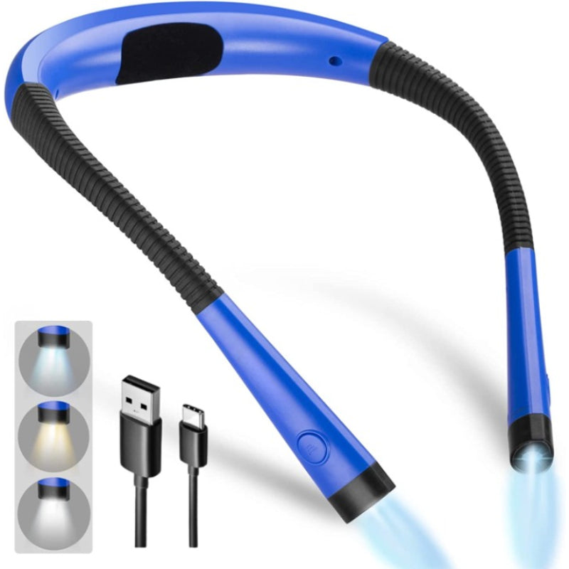 LED Neck Light for Reading in Bed, Adjustable Brightness & Colors, Flexible Arms