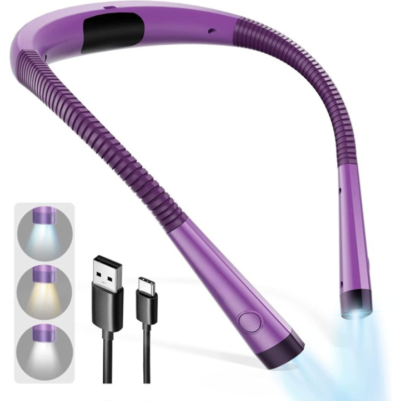 LED Neck Light for Reading in Bed, Adjustable Brightness & Colors, Flexible Arms