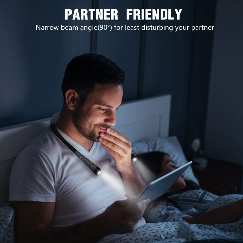 LED Neck Light for Reading in Bed, Adjustable Brightness & Colors, Flexible Arms