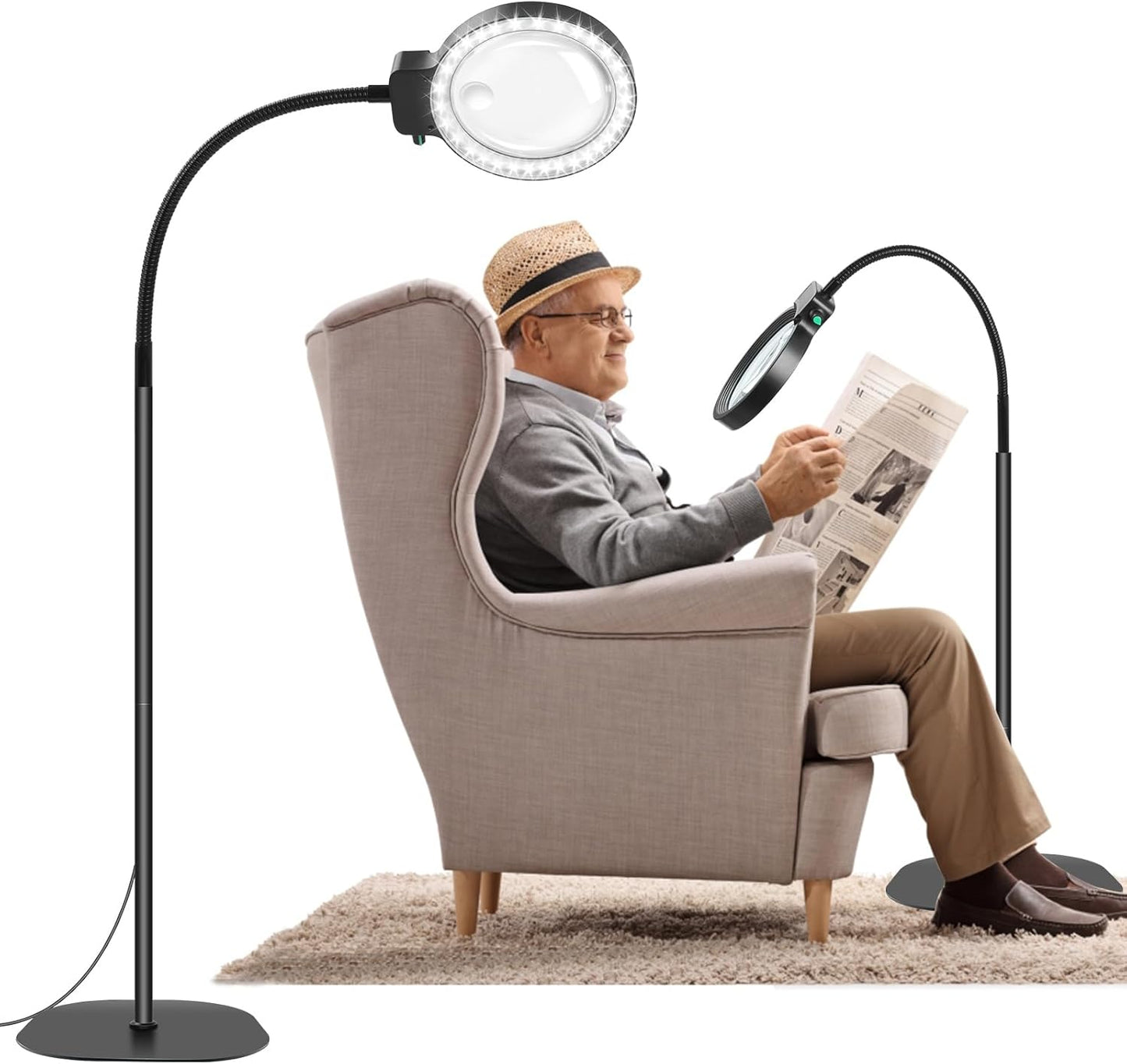 Hands-Free LED Magnifier Glass with 10X & 30X Zoom for Reading & Crafts