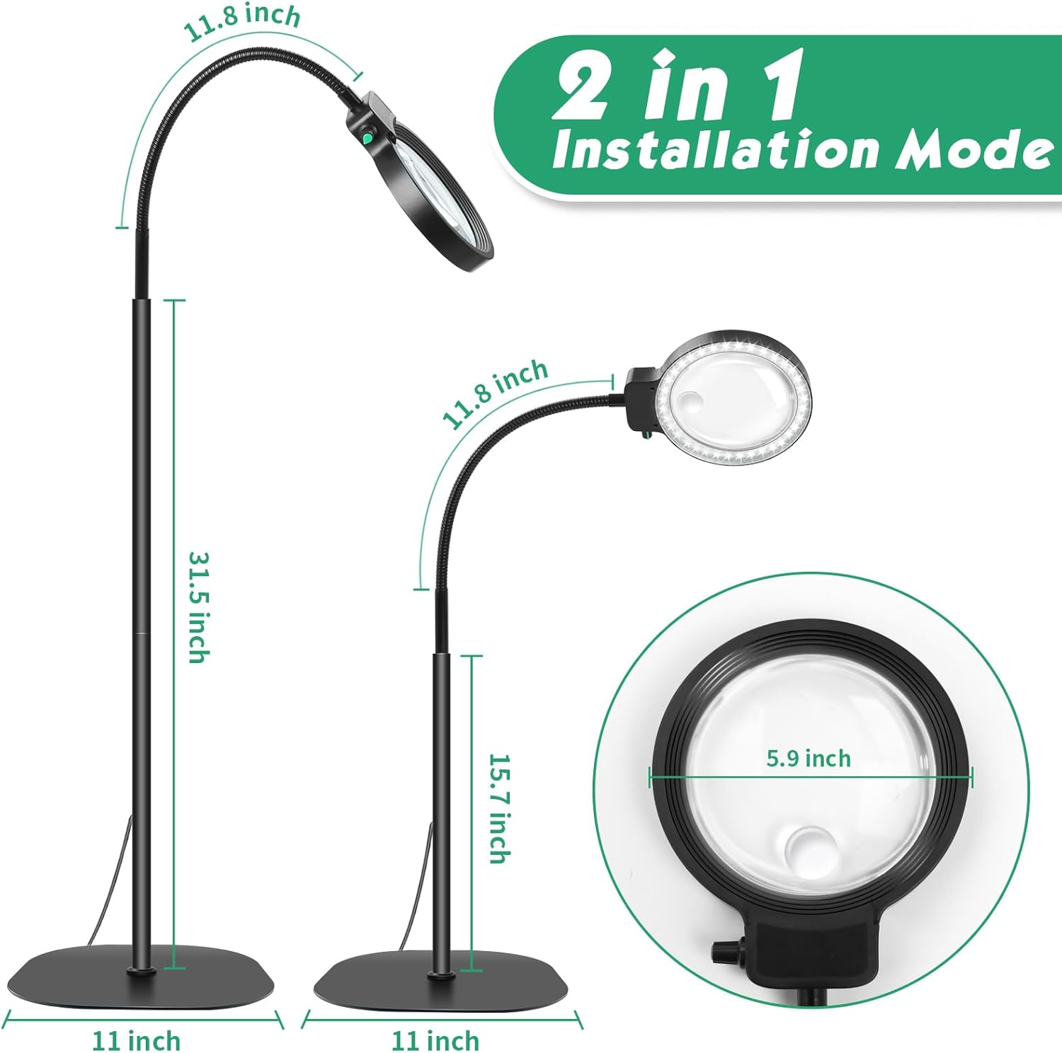 Hands-Free LED Magnifier Glass with 10X & 30X Zoom for Reading & Crafts