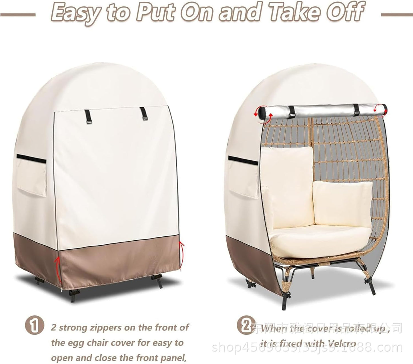 Waterproof Egg Chair Protector with Dual Zippers