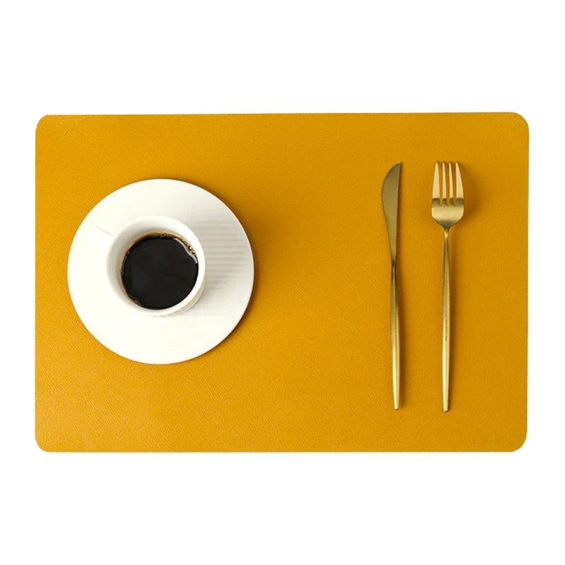 Contemporary Rectangular Waterproof PU Leather Table Placemats