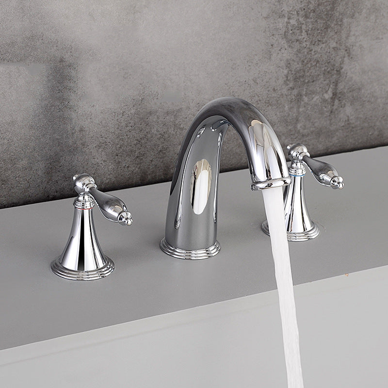 Contemporary Double Handle Bathroom Faucet with Lever Design