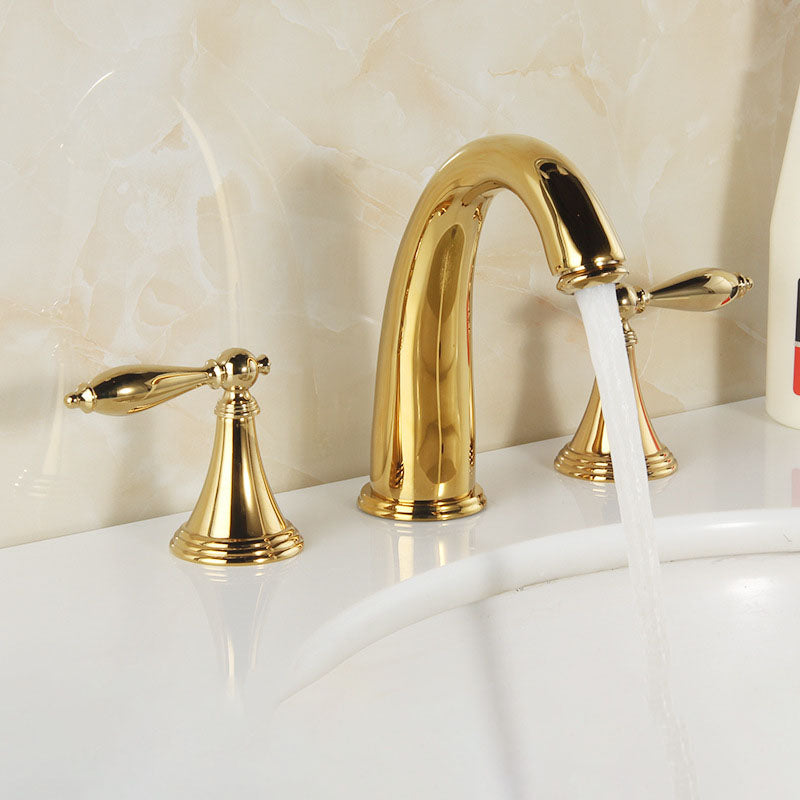 Contemporary Double Handle Bathroom Faucet with Lever Design
