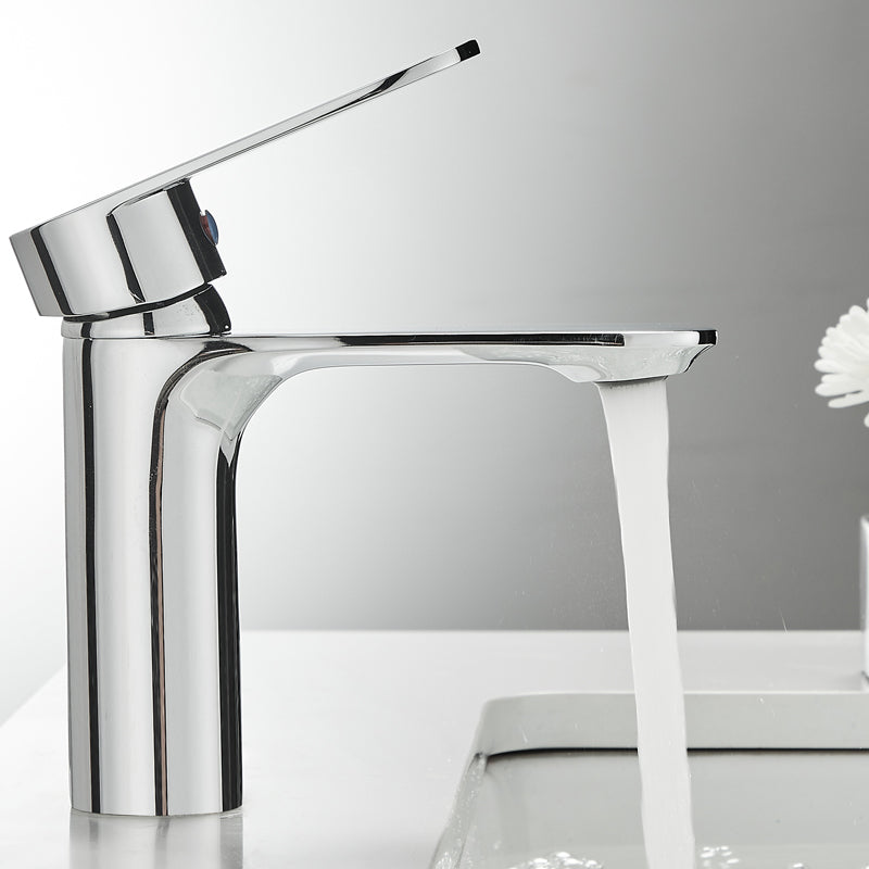 Monochrome Brass Lever Handle Bathroom Sink Faucet