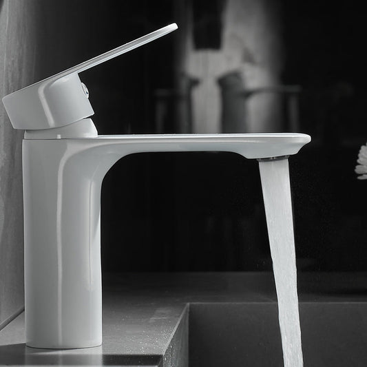 Monochrome Brass Lever Handle Bathroom Sink Faucet