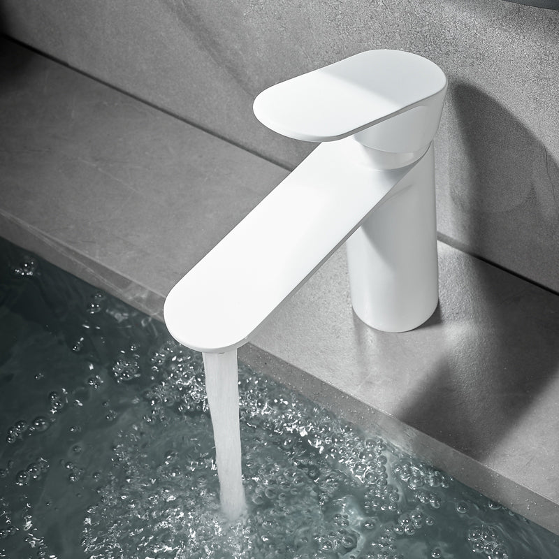 Monochrome Brass Lever Handle Bathroom Sink Faucet