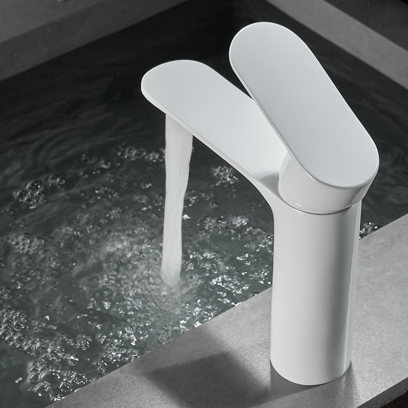 Monochrome Brass Lever Handle Bathroom Sink Faucet