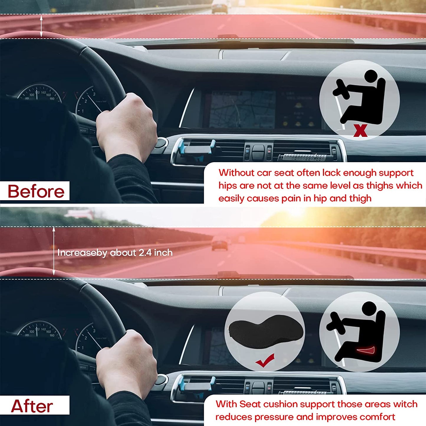 Car Seat Booster Cushion for Short Drivers
