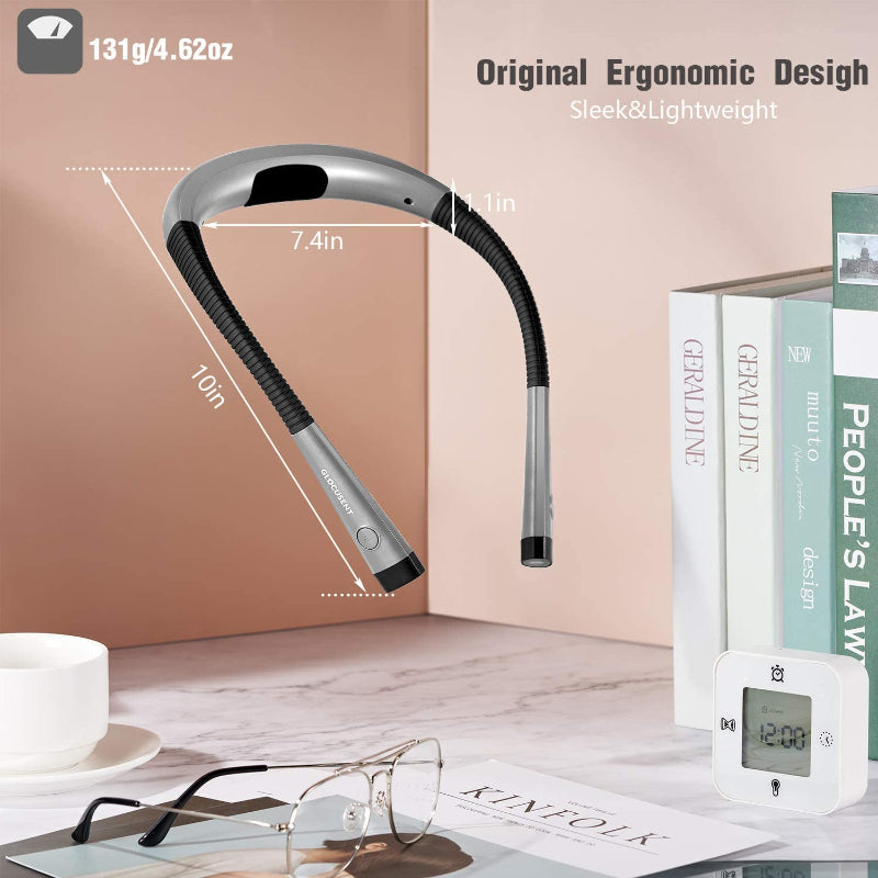 LED Neck Light for Reading in Bed, Adjustable Brightness & Colors, Flexible Arms