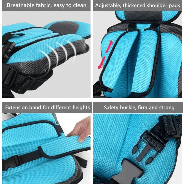 Portable Travel Car Seat for Kids | Foldable Booster with 5-Point Harness