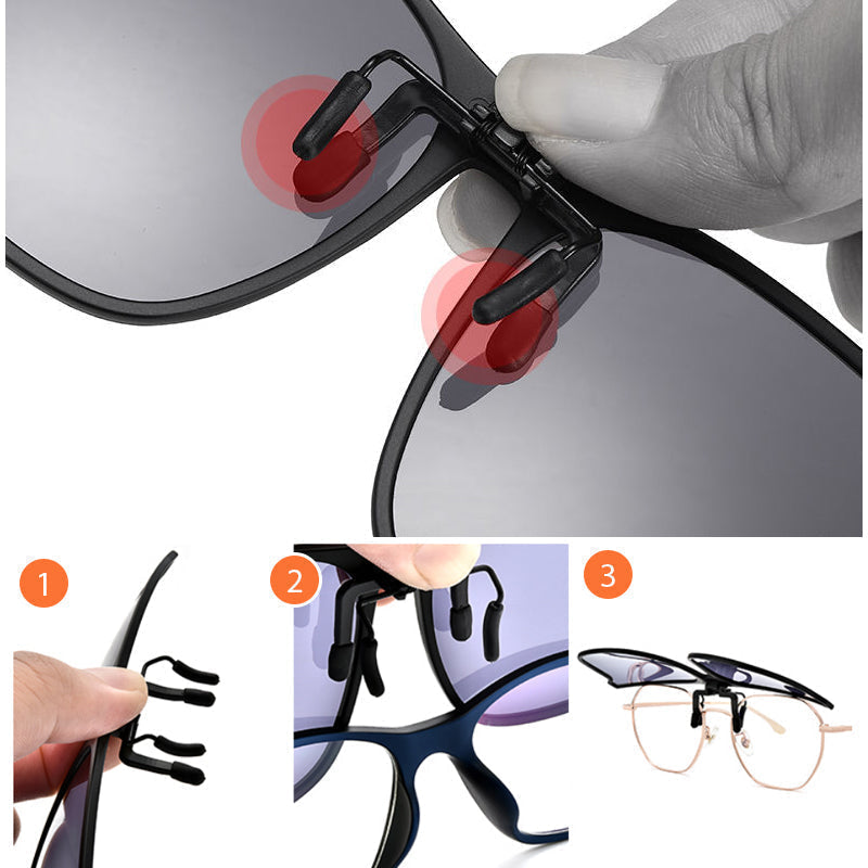 Polarized Clip-On Folding Sunglasses for Enhanced UV Protection