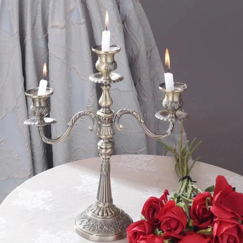 European Gold-Finish Candelabra for Taper Candles