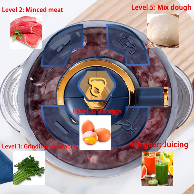 Stainless Steel Food Processor - High-Speed Meat Grinder & Veggie Chopper (5L)