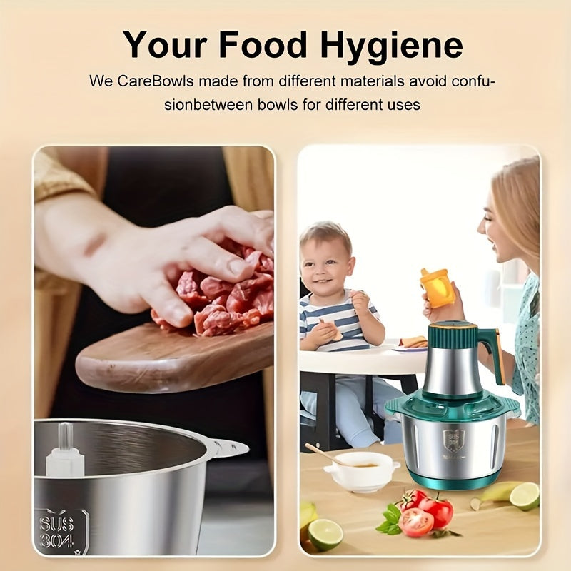 Stainless Steel Food Processor - High-Speed Meat Grinder & Veggie Chopper (5L)