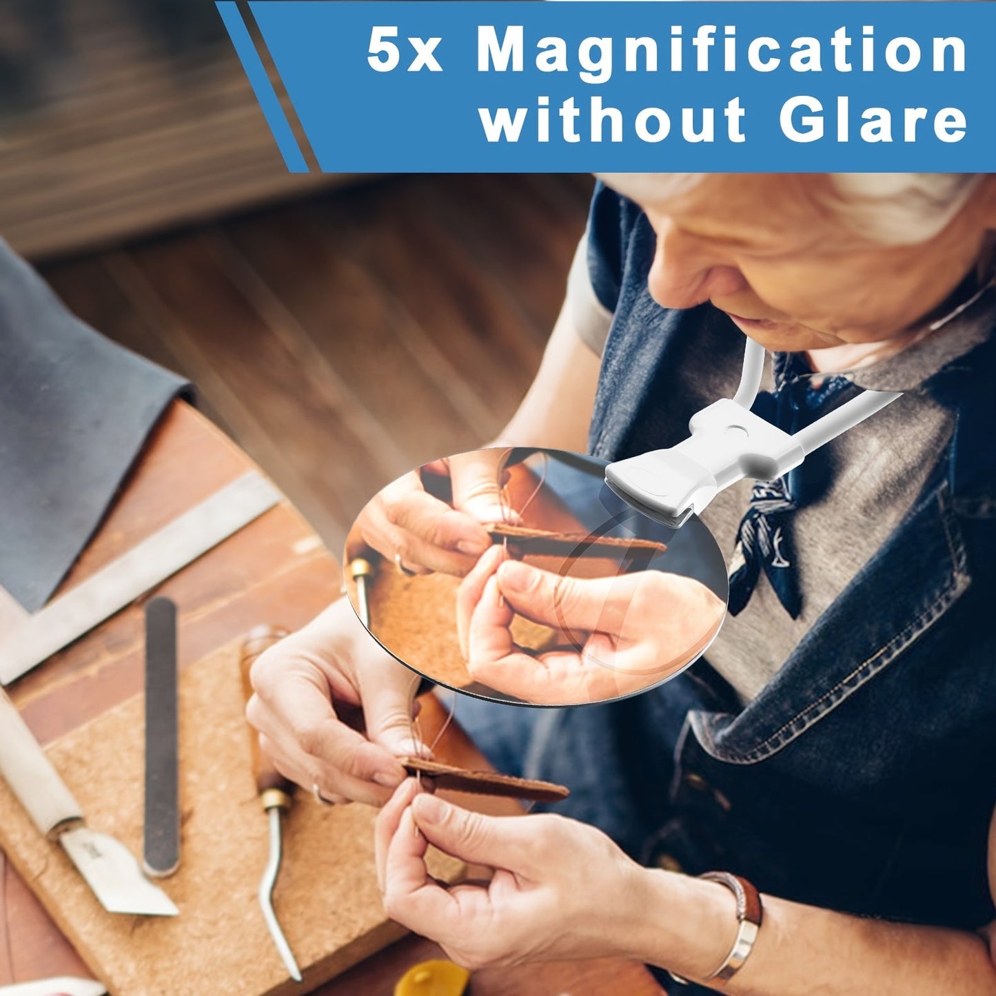 5X Hands-Free Magnifier – Adjustable Loupe for Seniors and Visual Assistance
