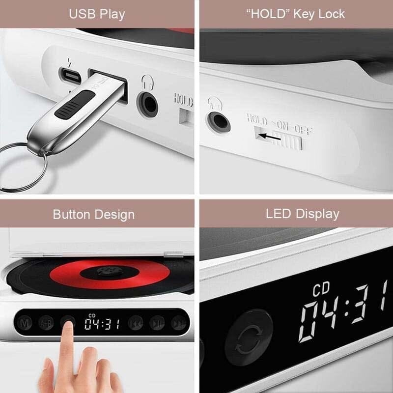 Portable CD Player with Bluetooth Connectivity
