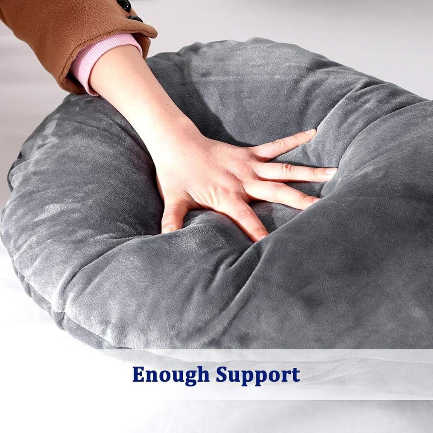 J-Shaped Maternity Pillow for Side Sleep and Nursing Comfort