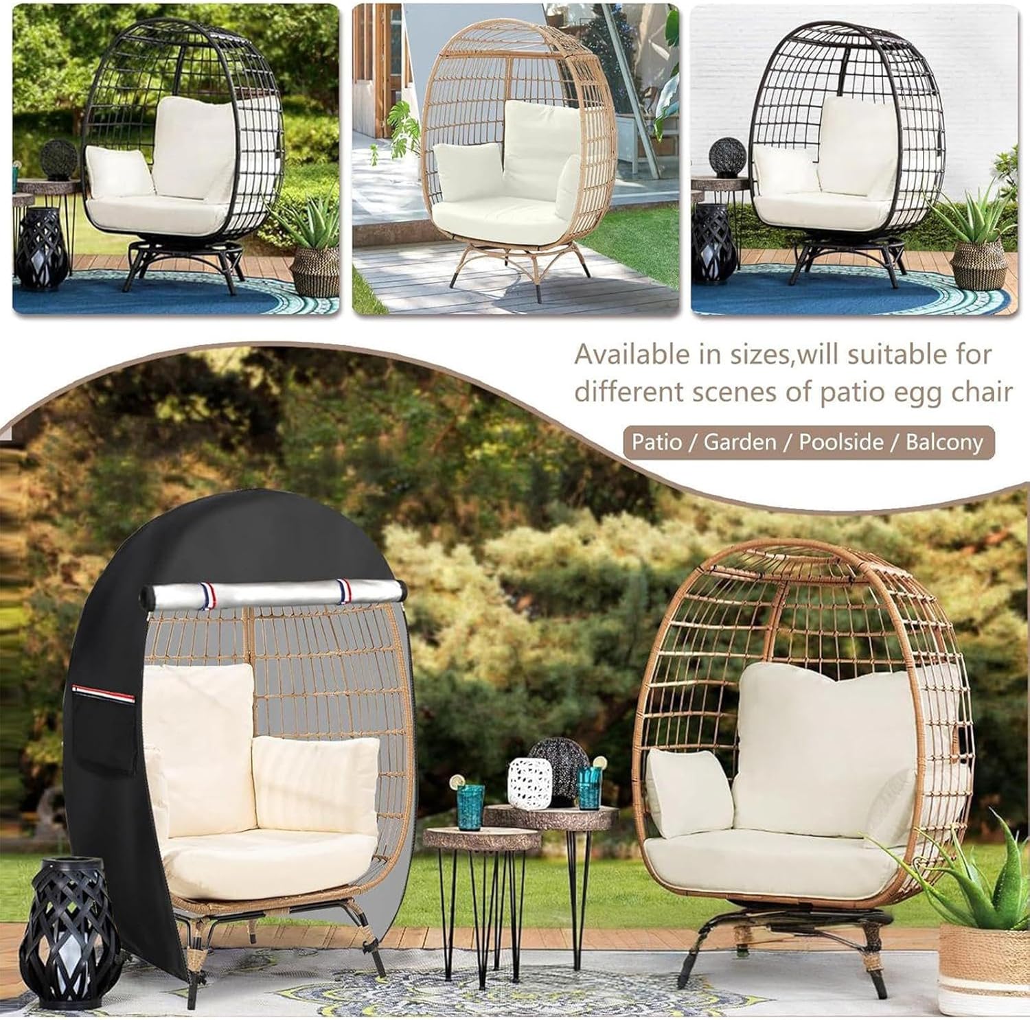 Waterproof Egg Chair Protector with Dual Zippers