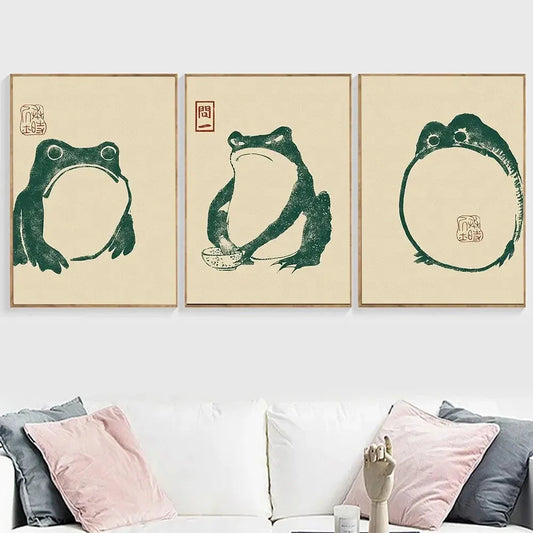 Ivaror Hoji Frog Canvas Poster - Set of 3