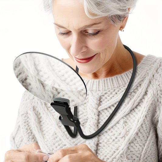 Hands-Free 5X Magnifying Glass with Adjustable Neck Strap for Enhanced Reading