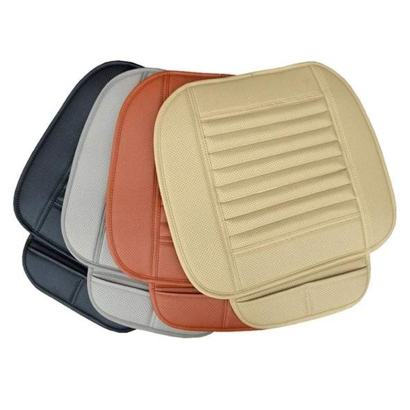 Leather Bamboo Charcoal Car Seat Cushion - Odor Absorbing, All-Season Use