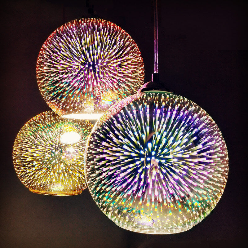 3D Firework Glass Dome Pendant Light - Colorful Modern Ceiling Fixture