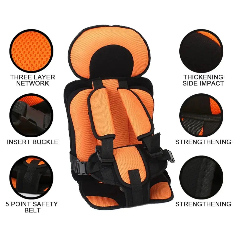Portable Travel Car Seat for Kids | Foldable Booster with 5-Point Harness