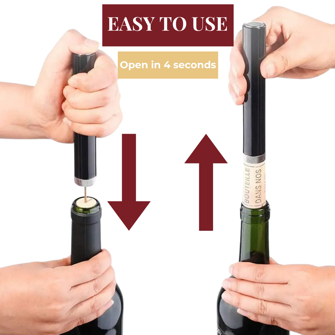 Air Pressure Wine Opener - Stainless Steel with Ergonomic Handle