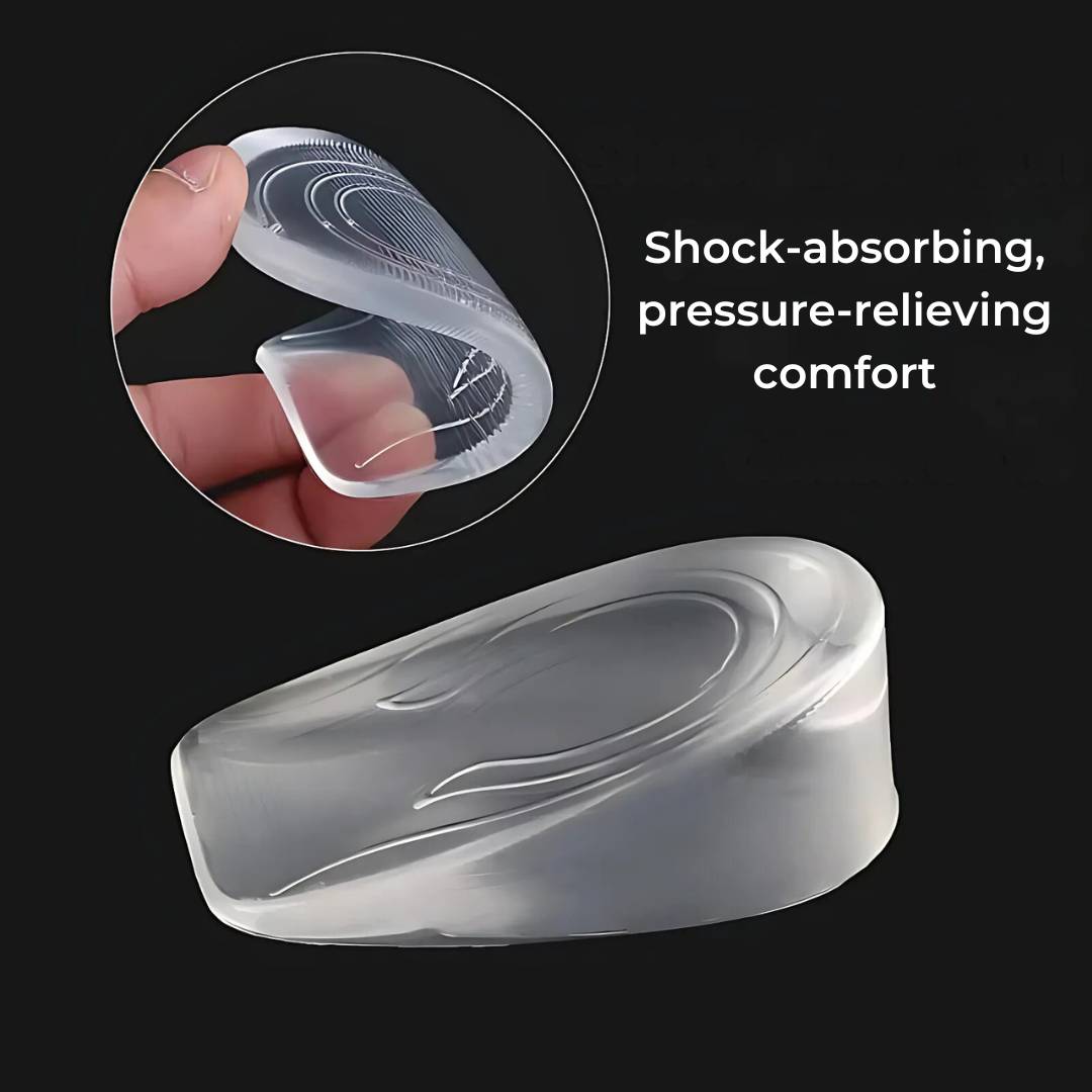 Silicone Gel Heel Lift Inserts for Height & Pain Relief - Plantar Fasciitis Aid