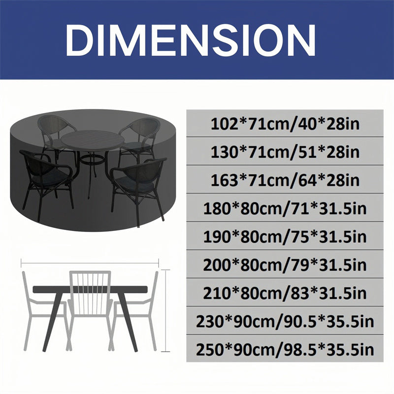 Round Waterproof Outdoor Furniture Cover, Heavy-Duty & UV-Resistant