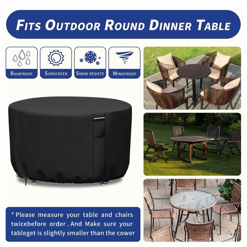 Round Waterproof Outdoor Furniture Cover, Heavy-Duty & UV-Resistant