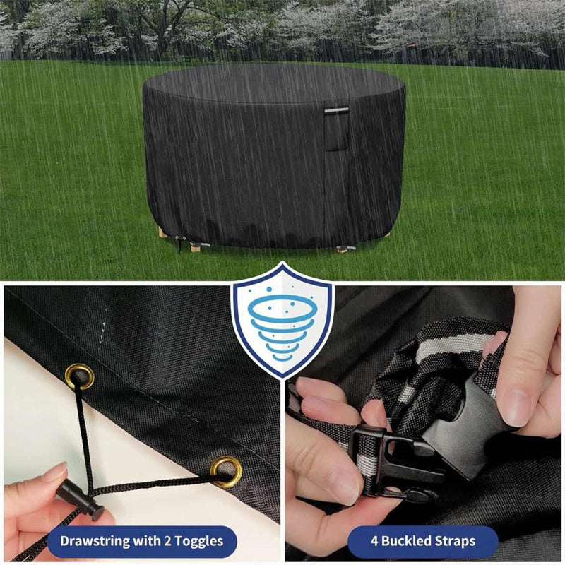 Round Waterproof Outdoor Furniture Cover, Heavy-Duty & UV-Resistant