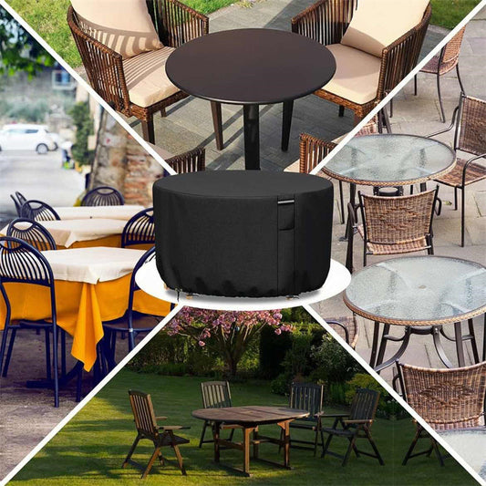 Round Waterproof Outdoor Furniture Cover, Heavy-Duty & UV-Resistant