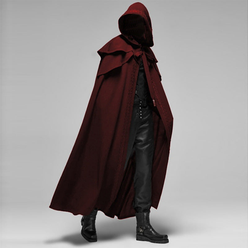 Unisex Velvet Gothic Hooded Cape in Deep Black