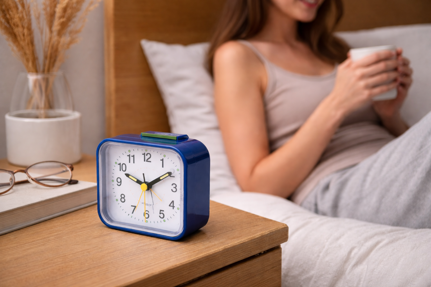 Silent Analog Alarm Clock with Gentle Light and Snooze Feature