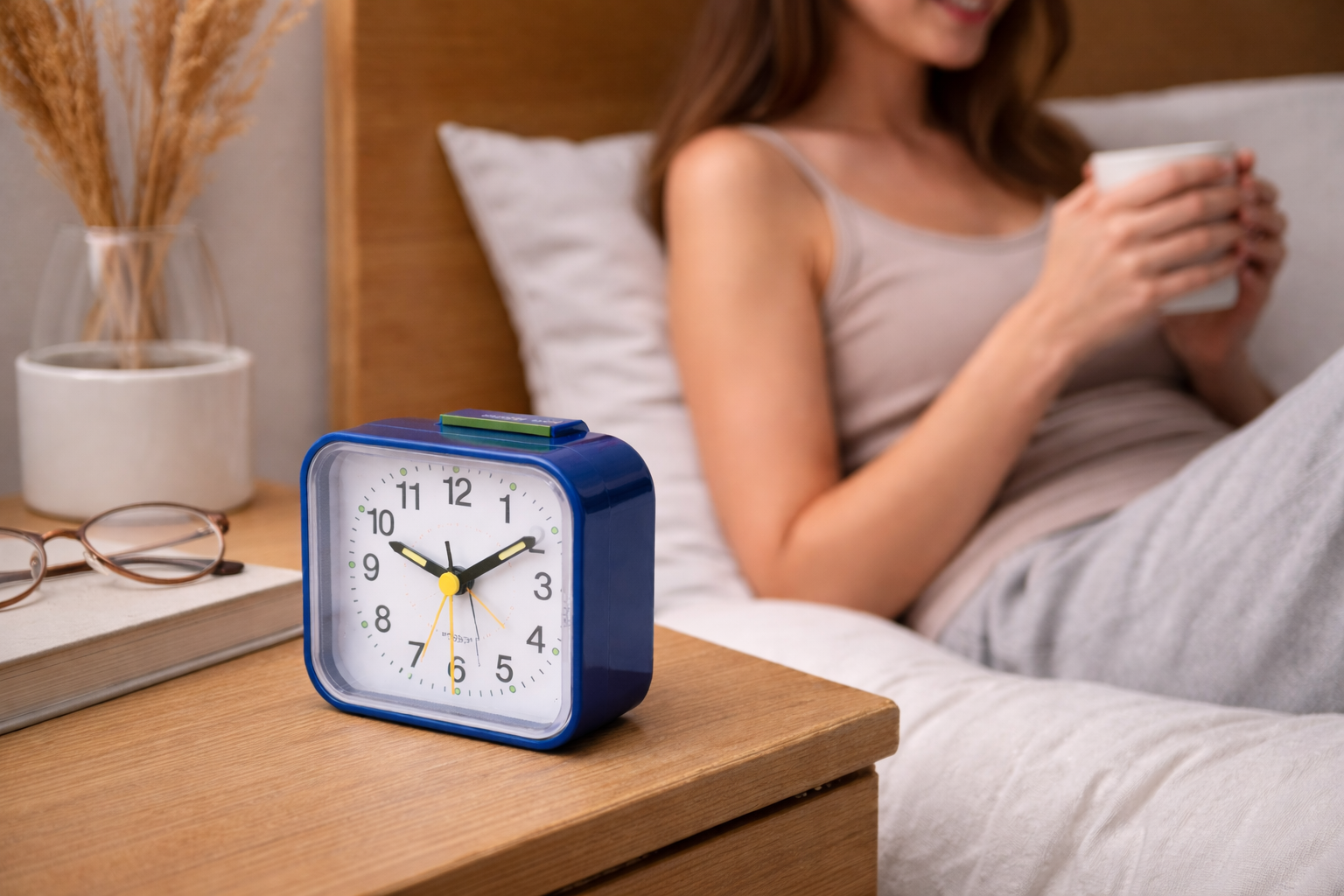 Silent Analog Alarm Clock with Gentle Light and Snooze Feature
