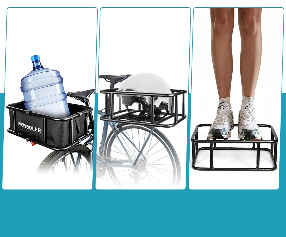 Heavy-Duty Metal Rear Bike Basket with Rack – Large Carrier for Groceries & Commutes