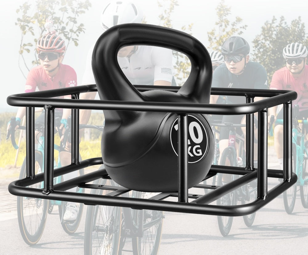 Heavy-Duty Metal Rear Bike Basket with Rack – Large Carrier for Groceries & Commutes